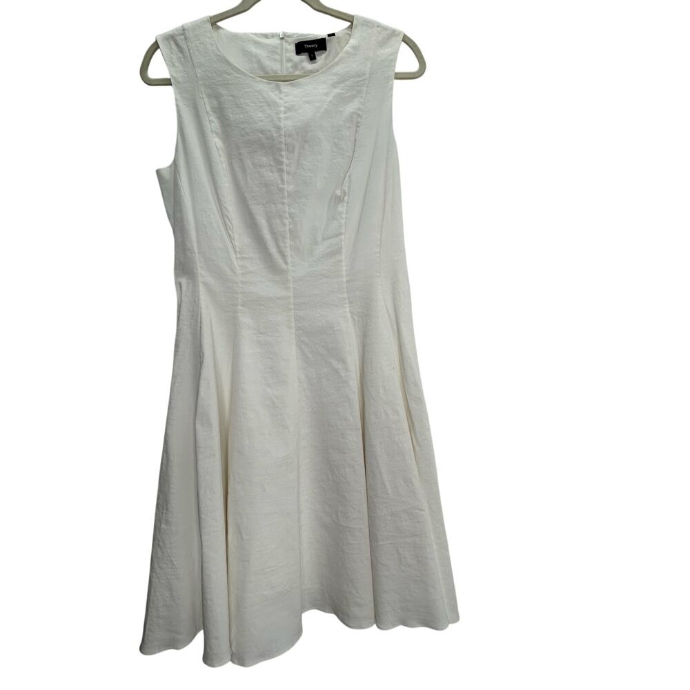 Theory white peplum midi dress 8 sleeveless textured